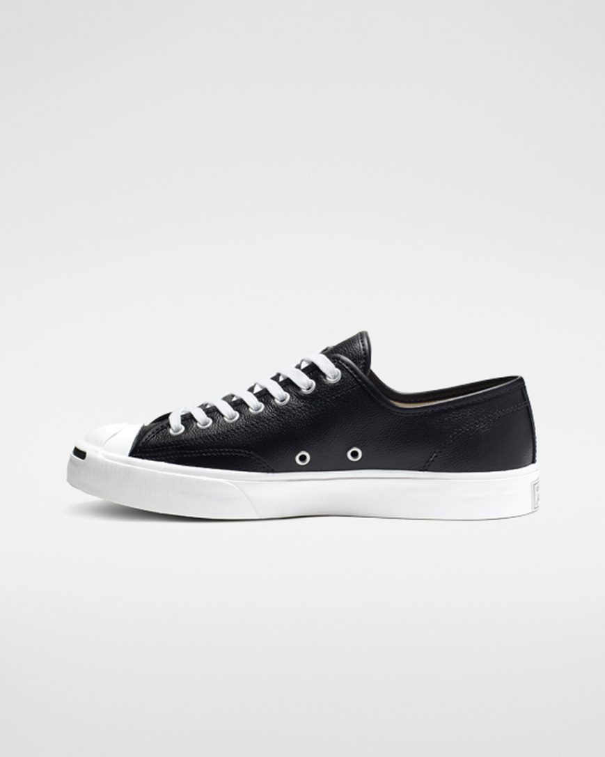 Men's Converse Jack Purcell Leather Low Top Shoes Black / White | AU 95046K